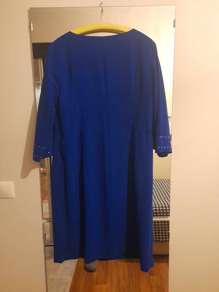 Mavi Boncuk Detaylı Kadın Triko Elbise - Görsel 5