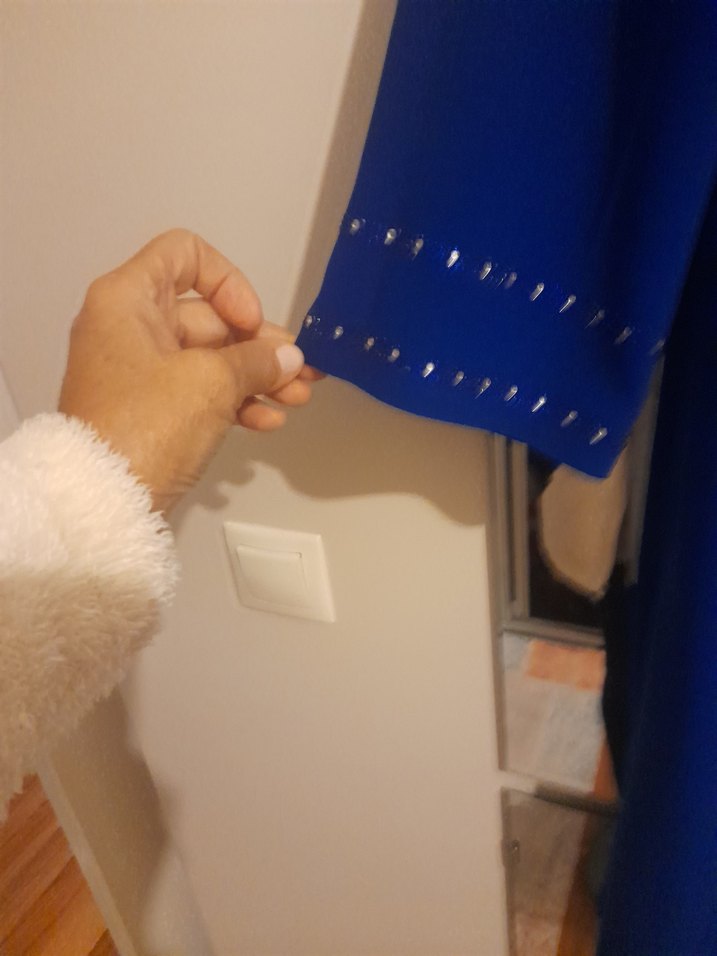 Mavi Boncuk Detaylı Kadın Triko Elbise - Görsel 4