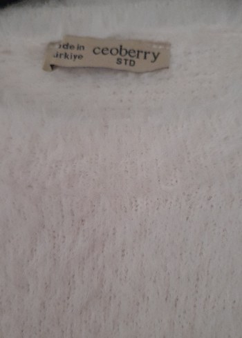 Kadın Beyaz Peluş Uzun Kollu Salaş Kazak - Görsel 3