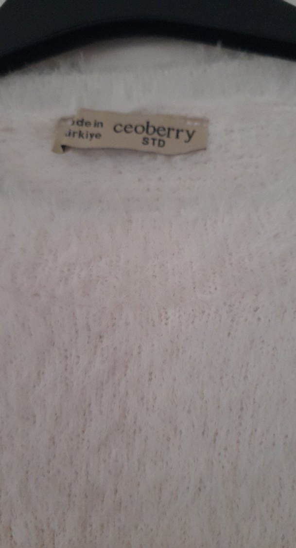 Kadın Beyaz Peluş Uzun Kollu Salaş Kazak - Görsel 3