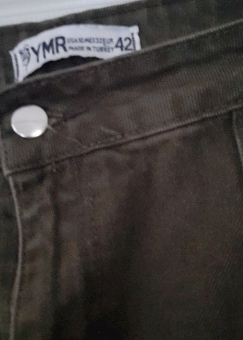 Haki renk Bol Kesim wide leg Kot Pantolon - Görsel 2