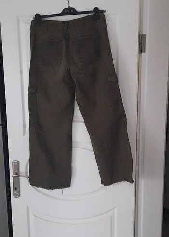 Haki renk Bol Kesim wide leg Kot Pantolon - Görsel 5