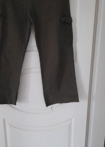 Haki renk Bol Kesim wide leg Kot Pantolon - Görsel 4