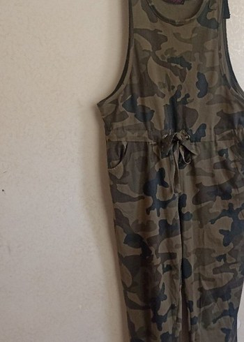 Bayan Kamuflaj Desenli Kemerli Tulum - Görsel 6