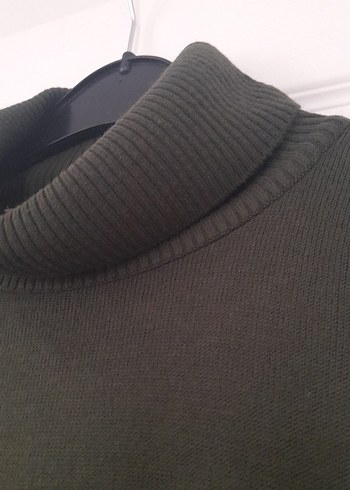 Haki rengi Boğazlı Kadın Triko Kazak - Görsel 4