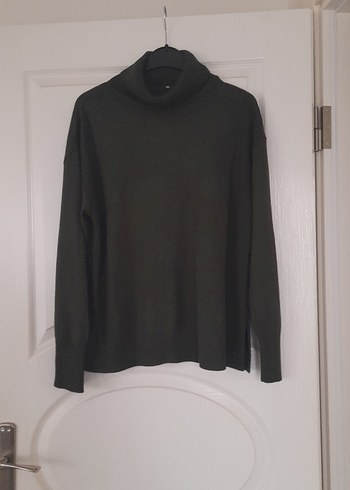 Haki rengi Boğazlı Kadın Triko Kazak - Görsel 2