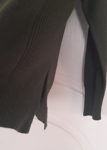 Haki rengi Boğazlı Kadın Triko Kazak - Görsel 3