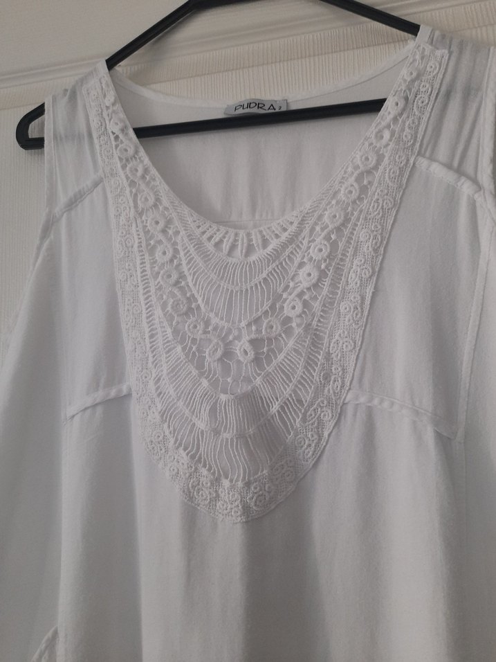 Dantel Detaylı Beyaz Bohem elbise - Görsel 2