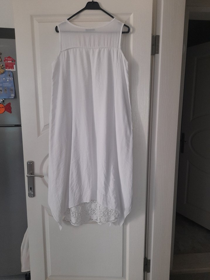 Dantel Detaylı Beyaz Bohem elbise - Görsel 5