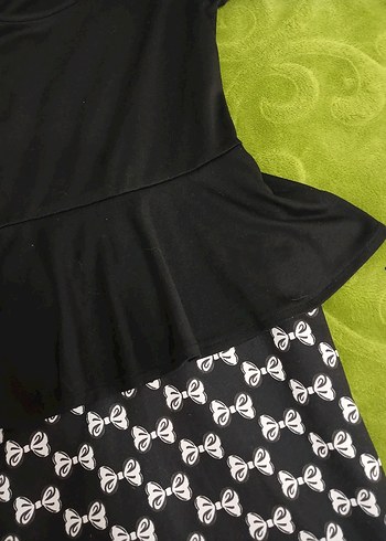 Siyah Fırfırlı Midi Kalem Elbise - Görsel 2