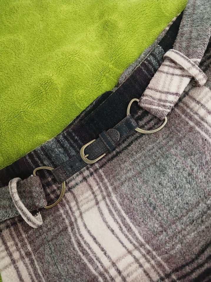 Kemerli Gri Ekose Mini Etek - Görsel 2