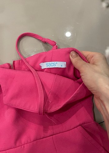 Pembe Mini Straplez Kadın Tulum - Görsel 3