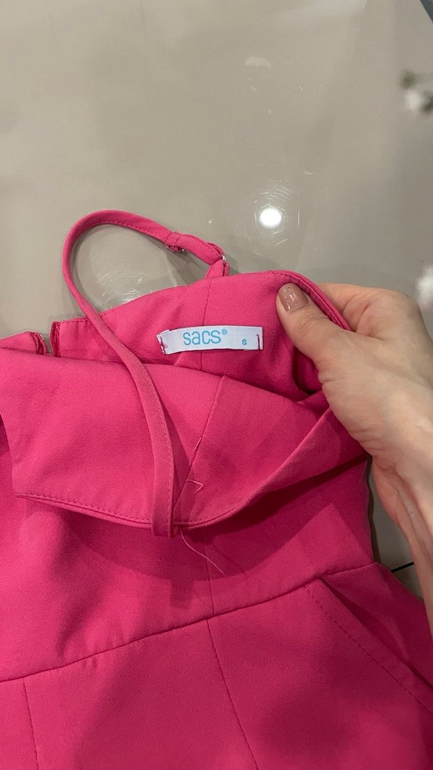 Pembe Mini Straplez Kadın Tulum - Görsel 3