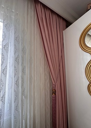 Pembe  Modern iki kanat fon perde - Görsel 3