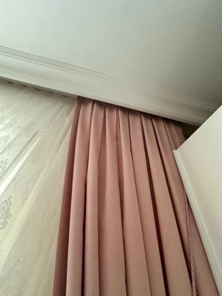 Pembe  Modern iki kanat fon perde - Görsel 4