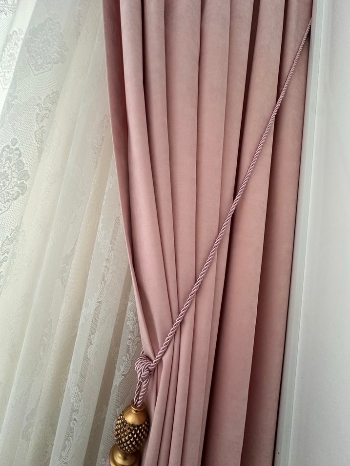 Pembe  Modern iki kanat fon perde - Görsel 2