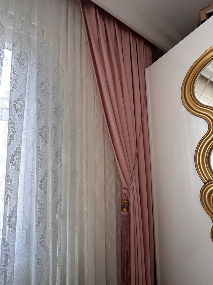 Pembe  Modern iki kanat fon perde - Görsel 3