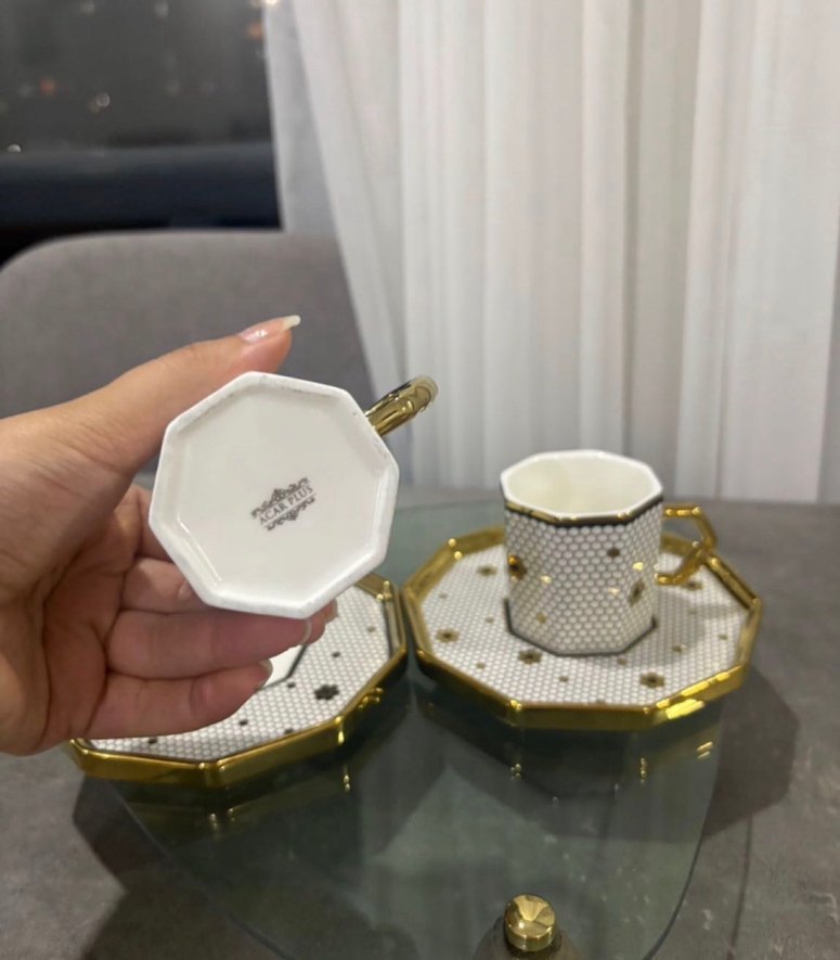 Beyaz ve Altın Detaylı 2'li Fincan Seti - Görsel 2
