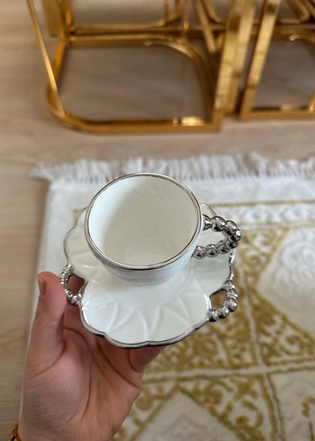 Gri Detaylı Beyaz Fincan Takımı - Görsel 2