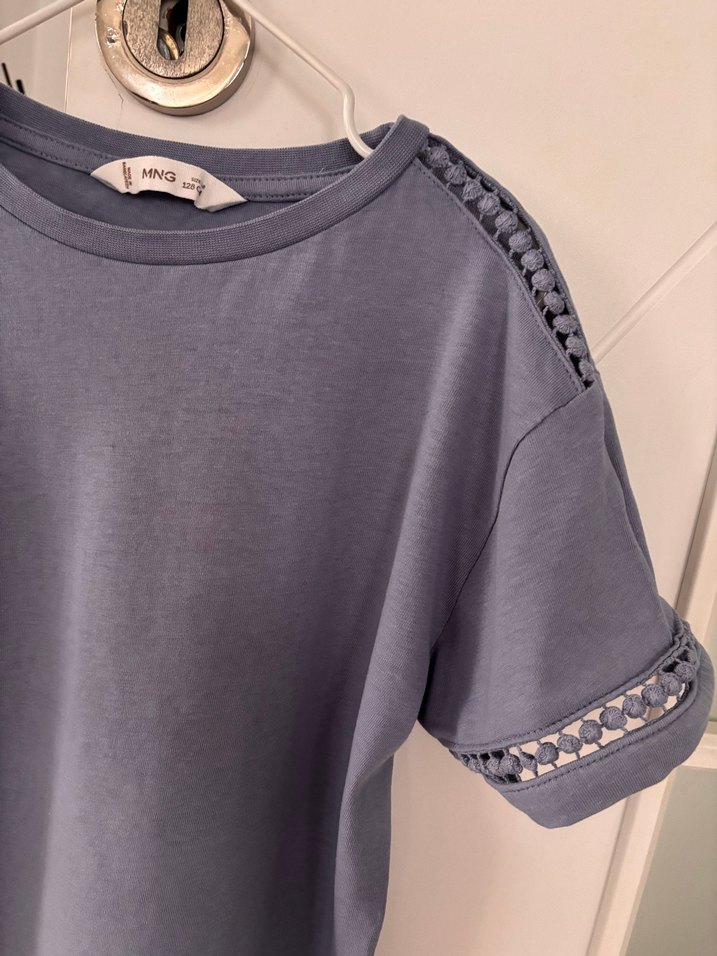 Kız Çocuk Mavi Kısa Kollu Tişört - Görsel 2