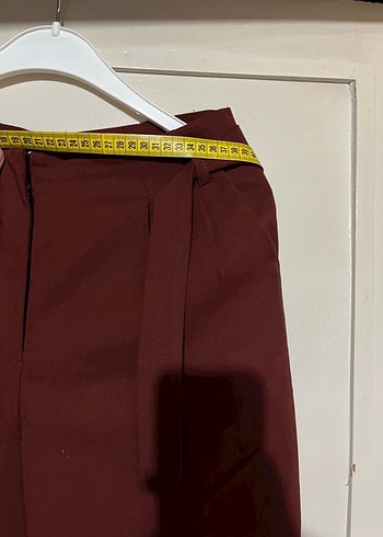 Diğer Bordo Kemerli Kadın Kumaş Pantolon