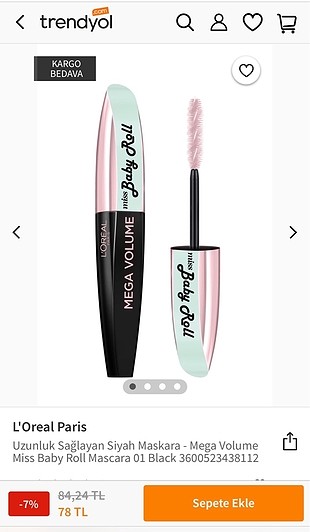 Loreal mega volume miss baby roll maskara