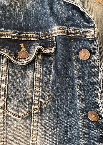 s Beden mavi Renk LTB Kadın Koyu Mavi Düğmeli Denim Ceket