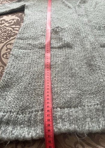 Gri Örgü Kadın Uzun Hırka - Görsel 2