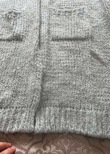 Gri Örgü Kadın Uzun Hırka - Görsel 3