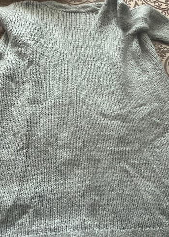 Gri Örgü Kadın Uzun Hırka - Görsel 5