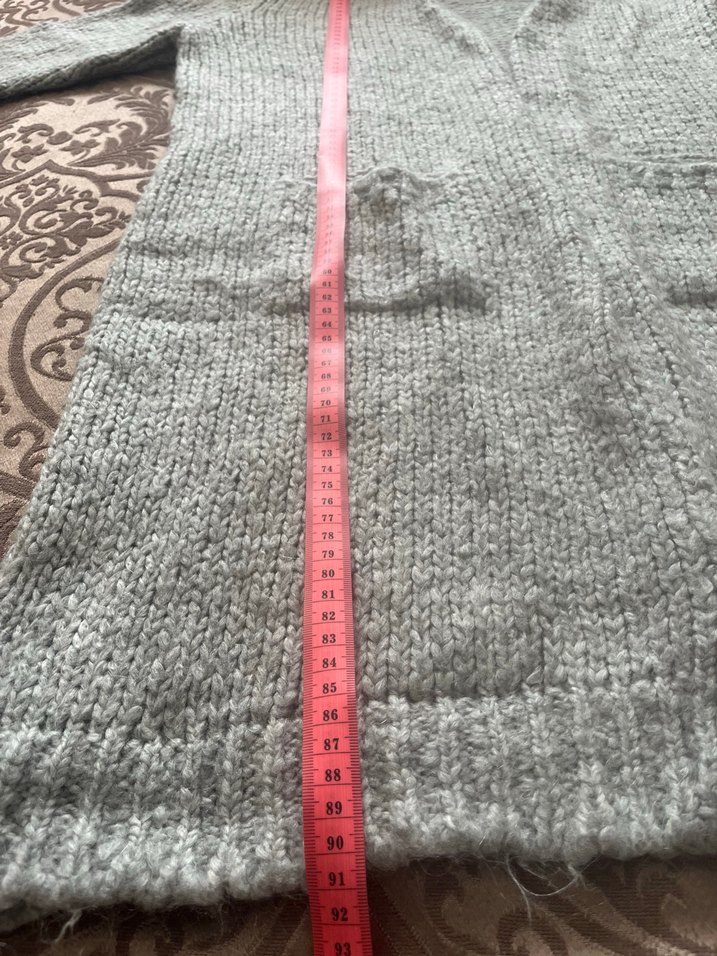 Gri Örgü Kadın Uzun Hırka - Görsel 2