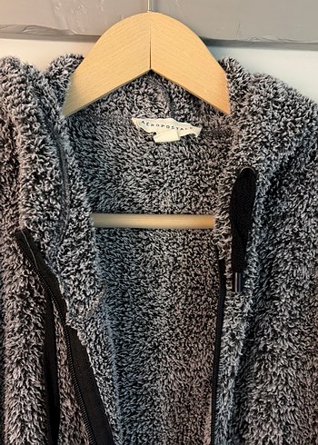 Gri Fermuarlı Kadın Polar Ceket - Görsel 2