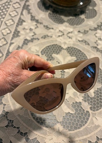 Bej Dantelli Retro Kadın Güneş Gözlüğü - Görsel 4