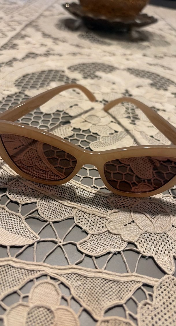 Bej Dantelli Retro Kadın Güneş Gözlüğü - Görsel 2
