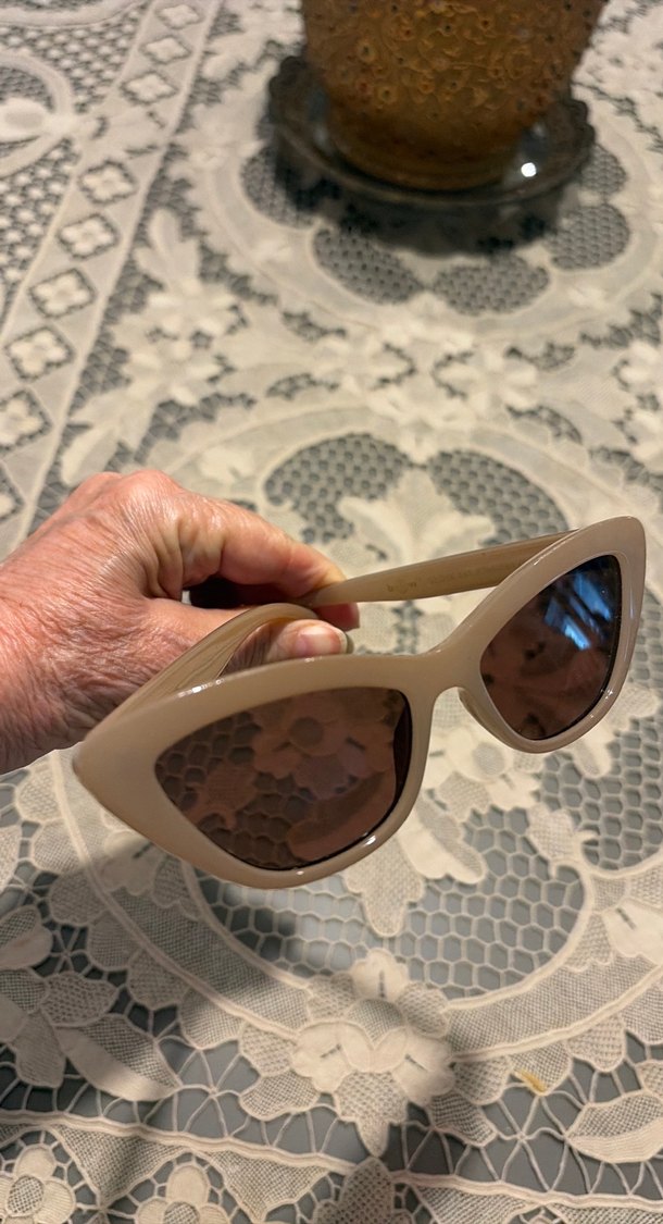 Bej Dantelli Retro Kadın Güneş Gözlüğü - Görsel 4