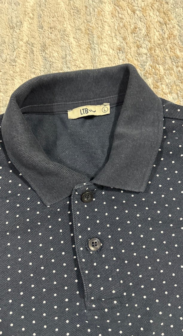 Erkek Gri Desenli Kısa Kollu Polo Tişört - Görsel 2