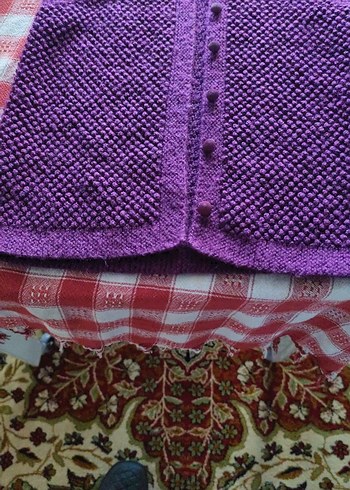 Mor Örgü Kız Çocuk Süveter - Görsel 3