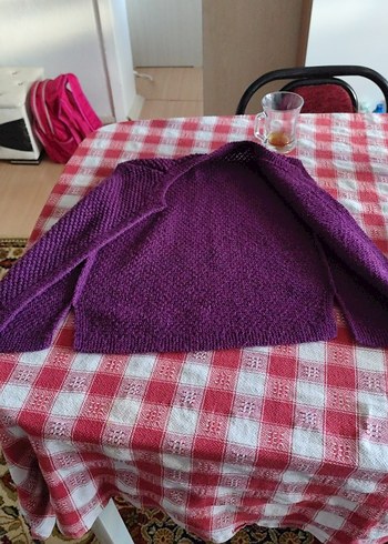 Mor Örgü Kız Çocuk Süveter - Görsel 5