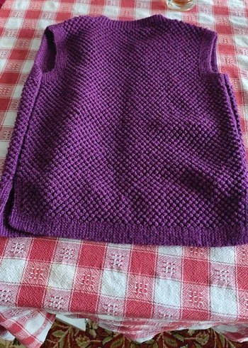 Mor Örgü Kız Çocuk Süveter - Görsel 4