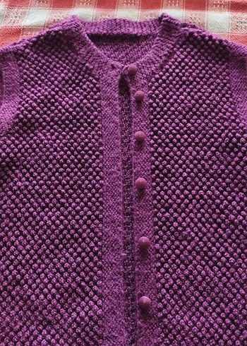 Mor Örgü Kız Çocuk Süveter - Görsel 2
