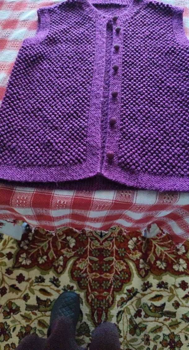 Mor Örgü Kız Çocuk Süveter - Görsel 3