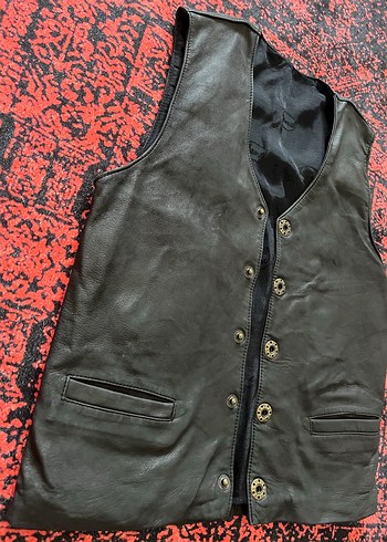 American Vintage Deri Biker Yelek Vintage