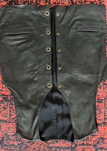 s/m Beden Deri Biker Yelek Vintage