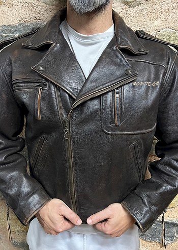 Deri Biker Ceket Route 66 - Görsel 3
