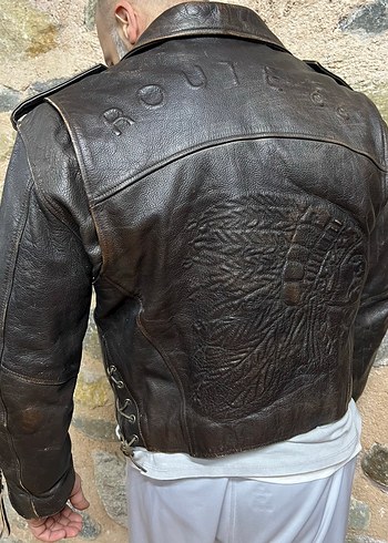 Deri Biker Ceket Route 66 - Görsel 8