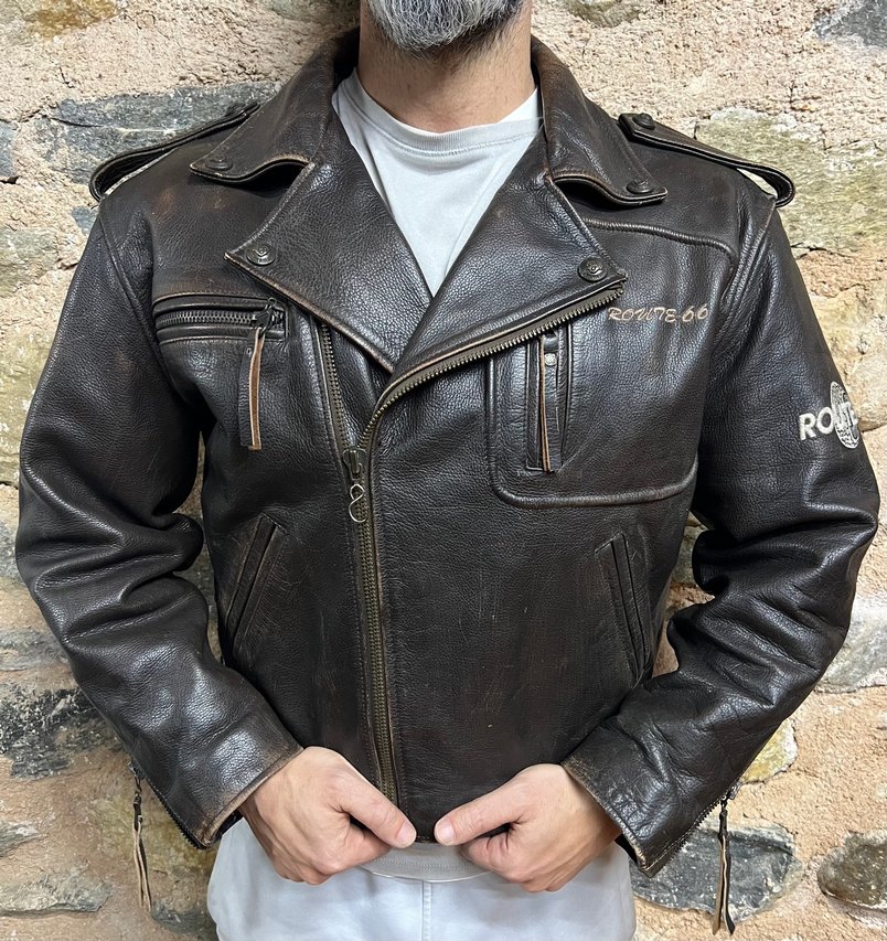 Deri Biker Ceket Route 66 - Görsel 3