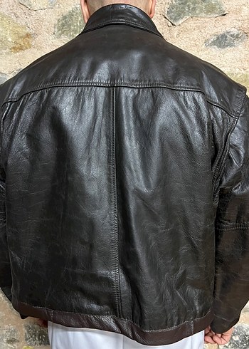 Deri Biker Ceket Vintage - Görsel 5