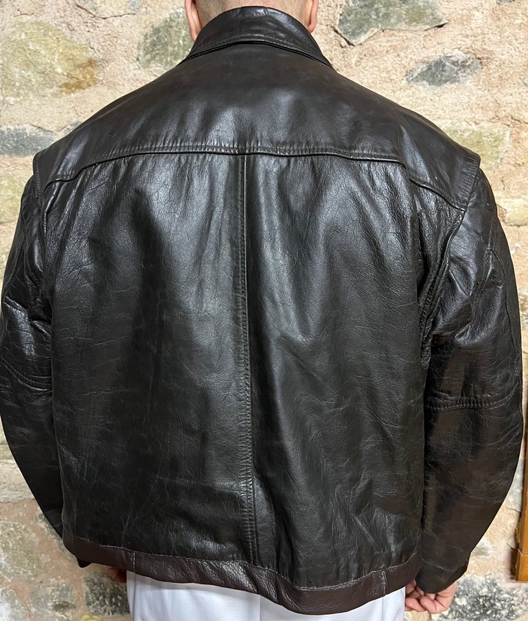 Deri Biker Ceket Vintage - Görsel 5