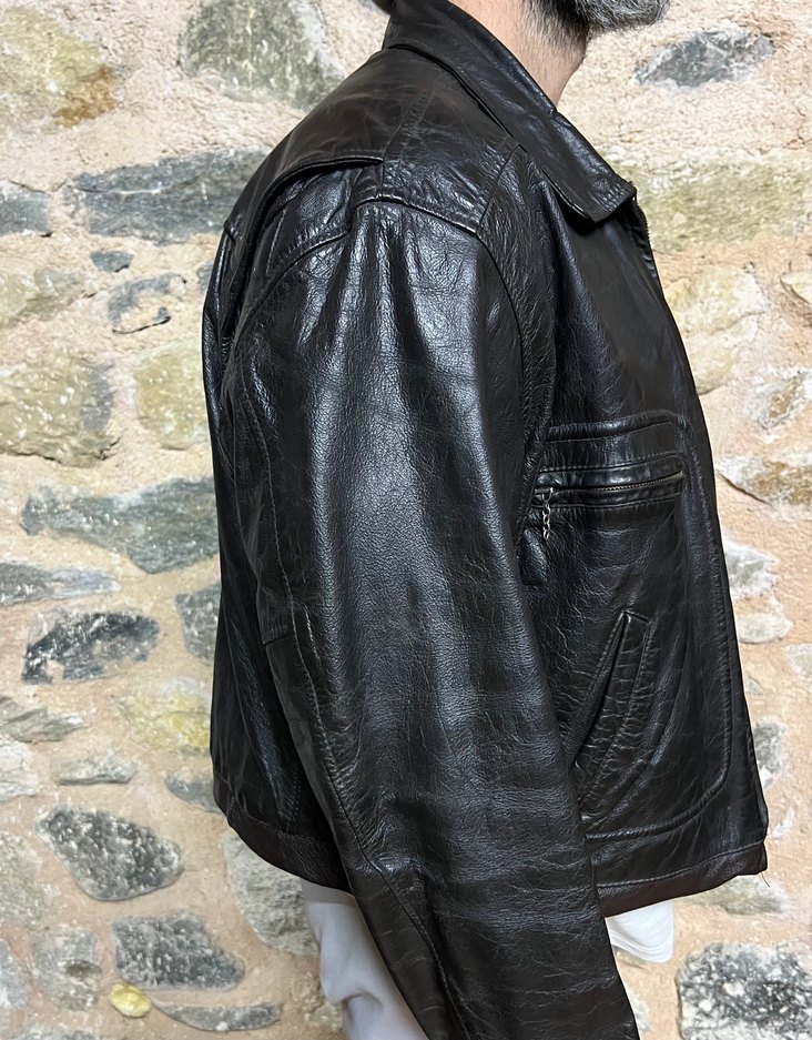 Deri Biker Ceket Vintage - Görsel 4