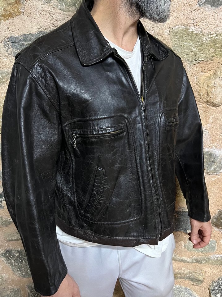 Deri Biker Ceket Vintage - Görsel 2